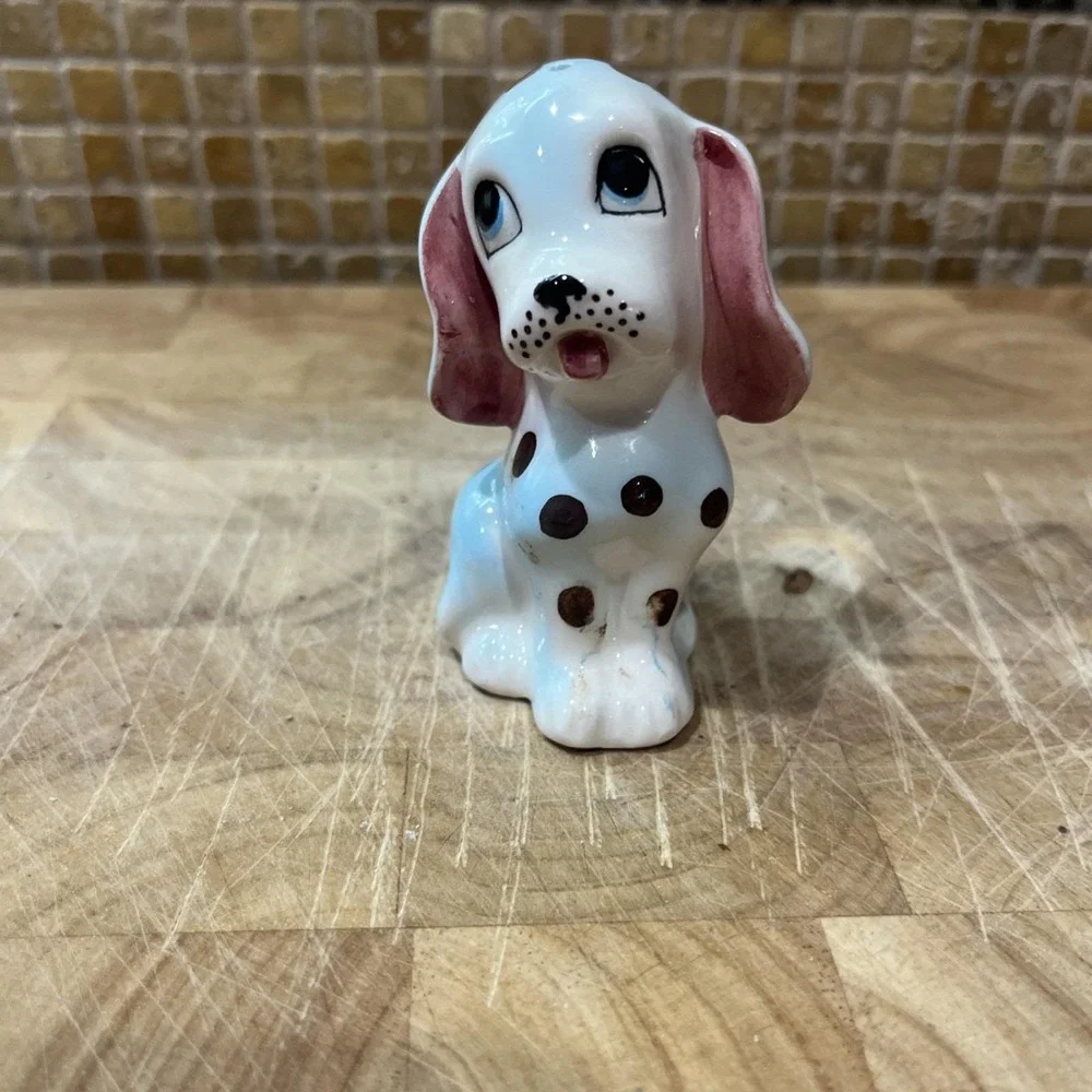 Vintage Spotted White Blue Dog Dalmatian Salt Shaker‎ Japan Kitsch MCM 50s